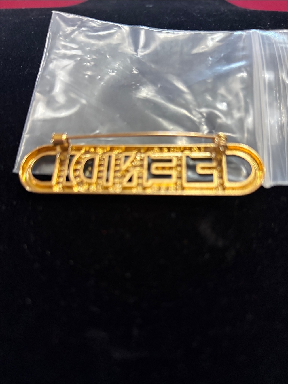 Fendi Gold-Tone Crystal Logo Pin - Picture 3 of 3